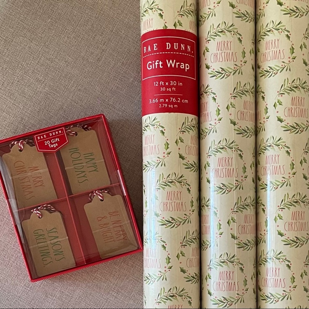 Rae Dunn Christmas Gift Wrap and Tags